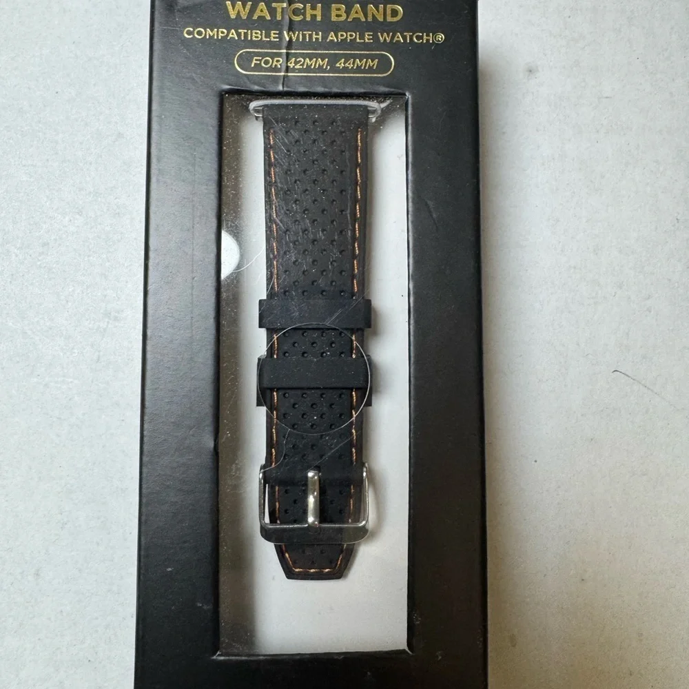 American Exchange Men's Watch Strap, Silver/black 42-44mm